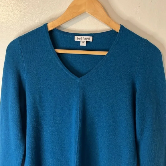 Belford Royal Blue 100% Cashmere V-Neck Sweater Sz S - Picture 2 of 7